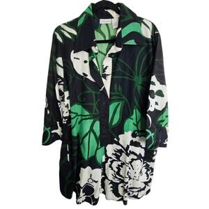 Vintage Soft Surroundings Leaf Tunic Tropical Botanical Resortwear Plus Size 2X